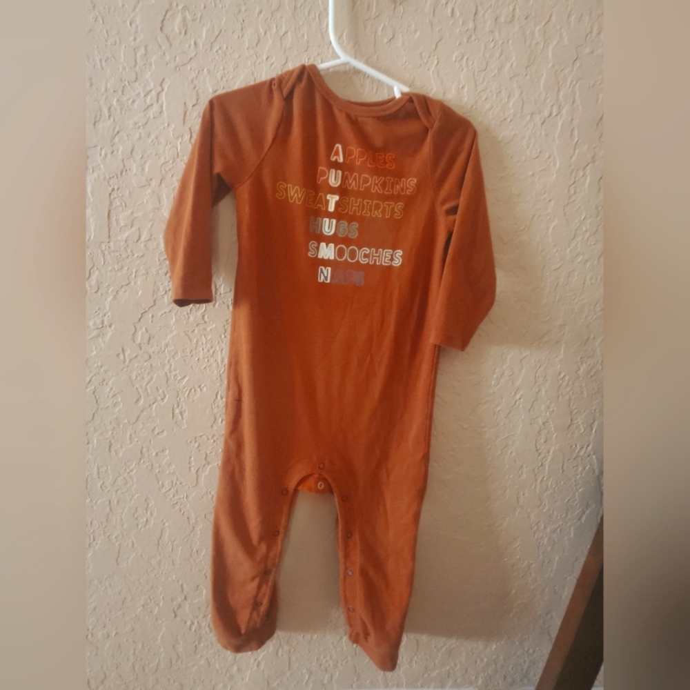 🍁Cat and Jack  Autumn acrostic  words one piece long sleeved bodysuit 18 months